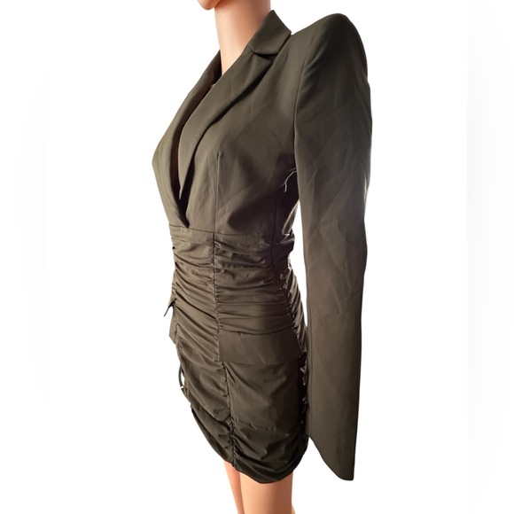 Zara Dresses & Skirts - Zara Women’s New Ruched Blazer Dress Olive Khaki Green Size S